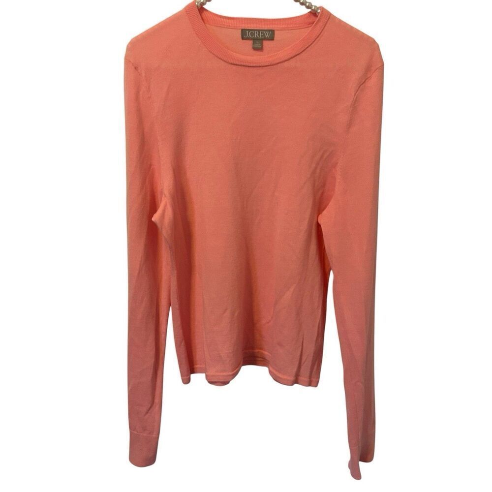 Women's J‎ Crew Lightweight Sweater Merino Wool Pink XL Preppy Coastal Luxe